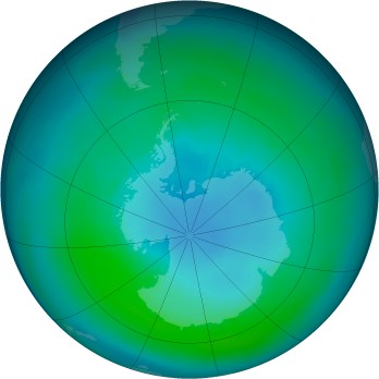 Antarctic ozone map for 1985-03